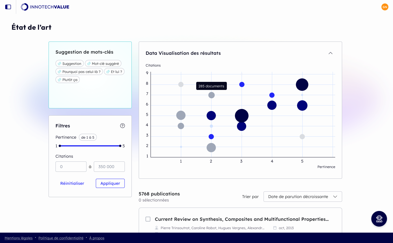 écran montrant les résultats du SoA